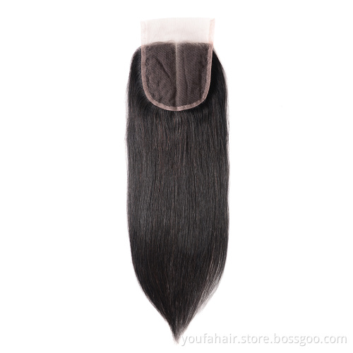 Transparent HD Lace Cuticle Aligned Human Straight Hair 4x4 Lace Closure Middle Part Virgin Hair Lace Closure with Baby Hair